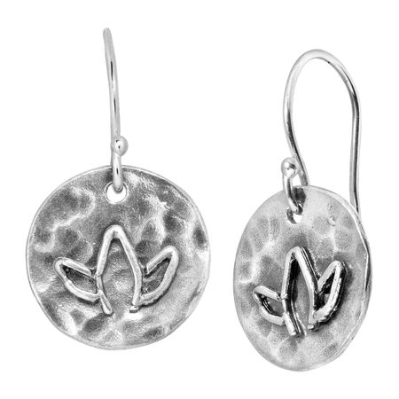 Hammered Lotus Flower Drop Earrings