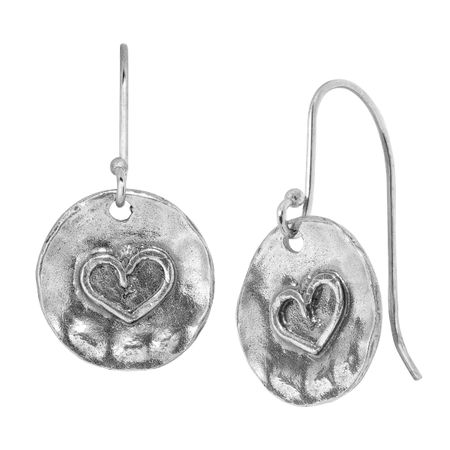 Hammered Heart Drop Earrings