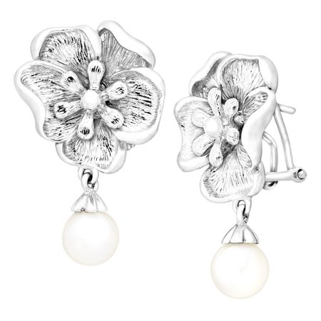 Pearl Flower Drop Earrings