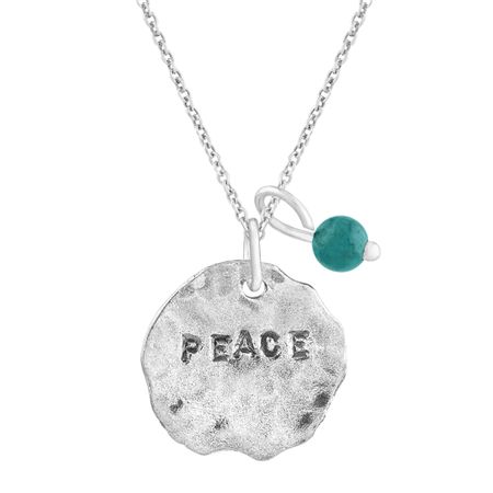 'Peace' Charm Pendant with Turquoise