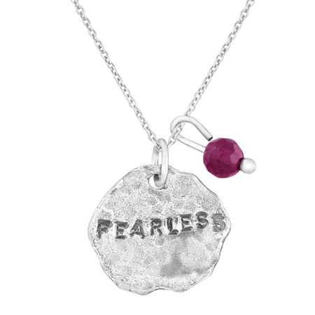 'Fearless' Charm Pendant with Garnet