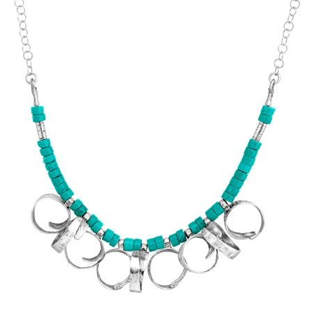 Turquoise Bead Curlicue Necklace