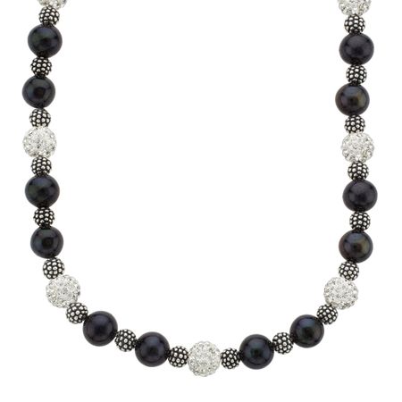 Black Pearl Necklace with Swarovski Crystals