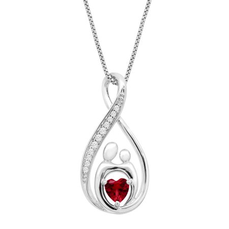 3/4 ct Ruby & White Sapphire Mother & Child Pendant