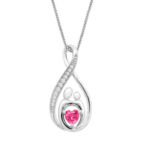 3/4 ct Pink & White Sapphire Mother & Child Pendant