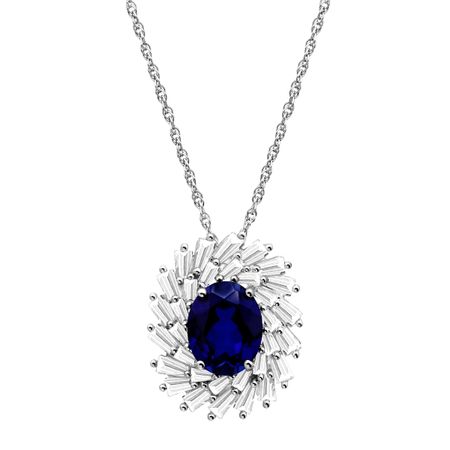 5 7/8 ct Blue & White Sapphire Burst Pendant