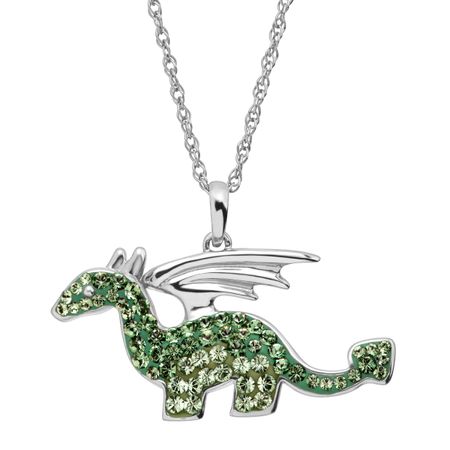 Dragon Pendant with Green Swarovski Crystals