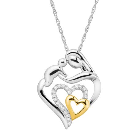 1/10 ct Diamond Two-Tone Mother & Child Pendant
