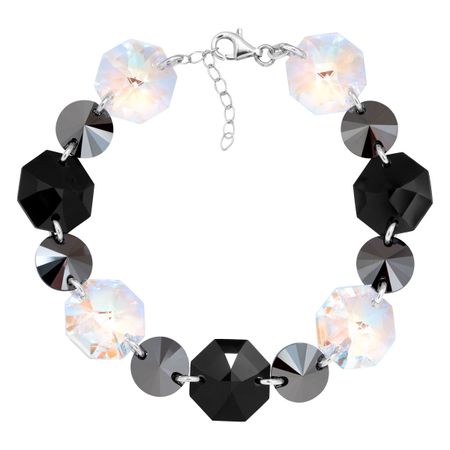 Link Bracelet with Black & White Swarovski Crystals