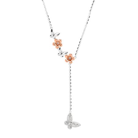 Butterfly Lariat Necklace with Swarovski Crystals