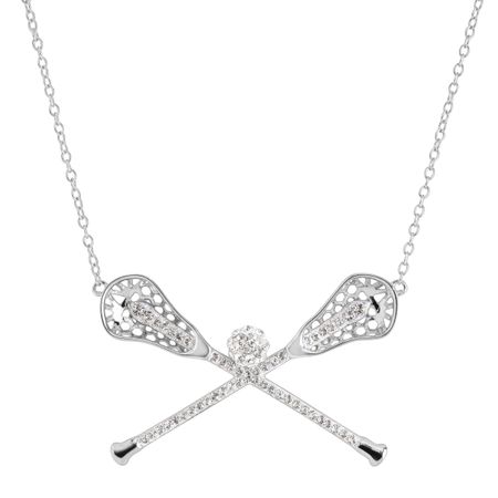Lacrosse Sticks Necklace with Swarovski Crystals