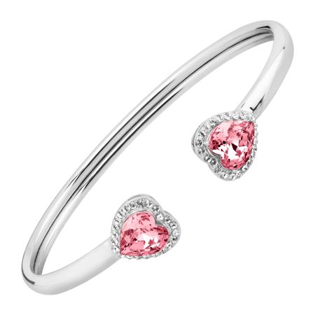 Heart Cuff Bracelet with Swarovski Crystals