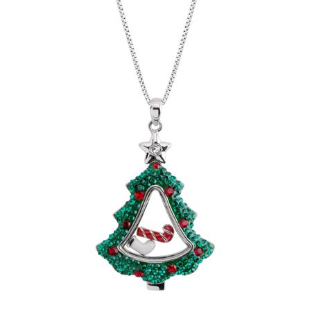 Christmas Tree Shaker Pendant with Swarovski Crystals