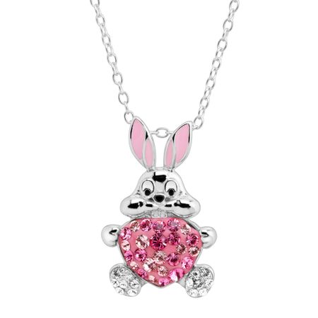 Bunny & Heart Pendant with Swarovski Crystals