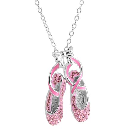 Ballet Shoes Pendant with Pink Swarovski Crystals