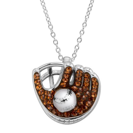 Baseball & Glove Pendant with Swarovski Crystals
