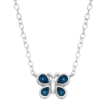 Teeny Tiny Butterfly Necklace with Blue Diamonds