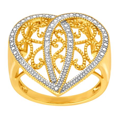 Heart Filigree Ring with Diamond