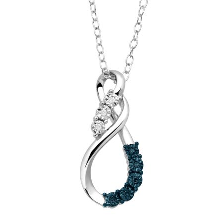 Double Swirl Pendant with Blue & White Diamonds