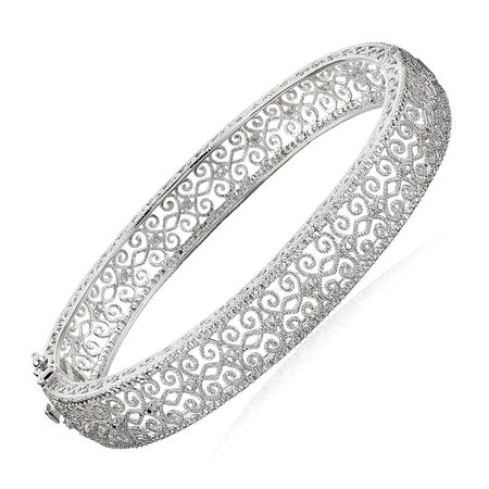 Filigree Bangle Bracelet with Diamond