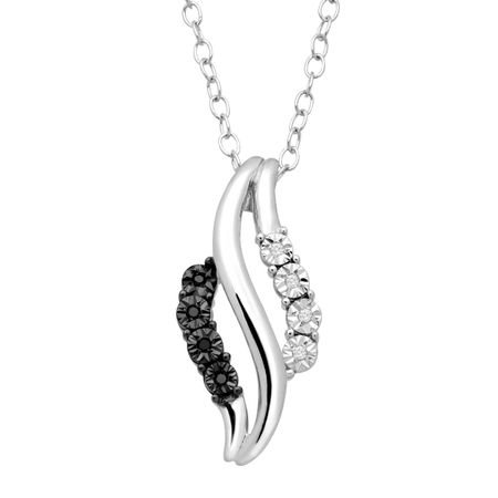 Triple Swirl Pendant with Black & White Diamonds