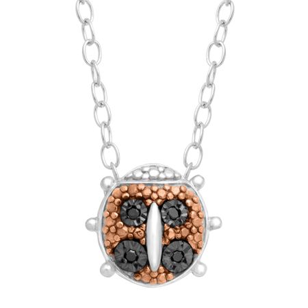 Teeny Tiny Ladybug Pendant with Black Diamonds