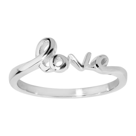 'Love' Script Ring, Silver