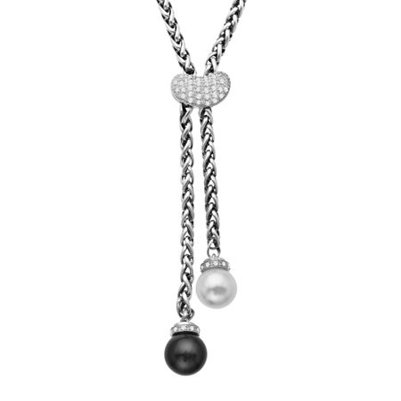 1/4 ct Diamond, Onyx & Pearl Necklace