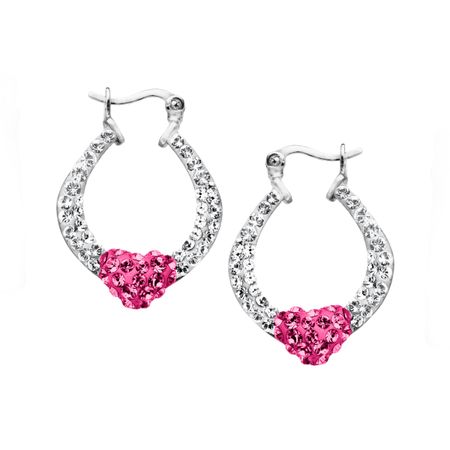 Heart Hoop Earrings with Swarovski Crystal