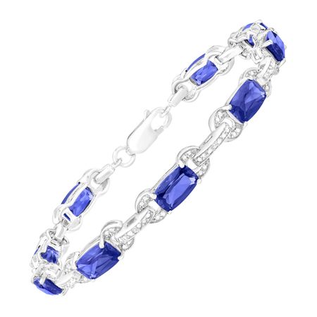 13 ct Ceylon Sapphire Tennis Bracelet with Diamonds