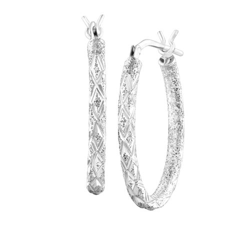 Etched Oval Tube Hoop Earrings