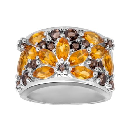 2 1/10 ct Citrine & Quartz Flower Ring
