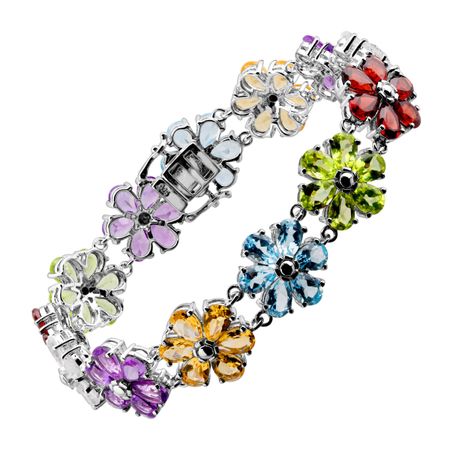 34 ct Multi-Stone Flower Link Bracelet