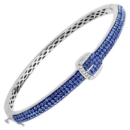 Buckle Bangle with Blue & White Swarovski Crystals