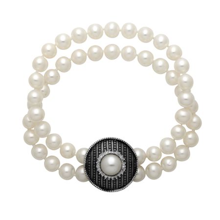 Pearl & 1/8 ct Diamond Bracelet