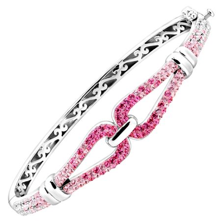 Bangle Bracelet with Pink and White Swarovski Crystals