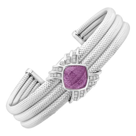 3 ct Amethyst & 1/5 ct Diamond Cuff Bracelet