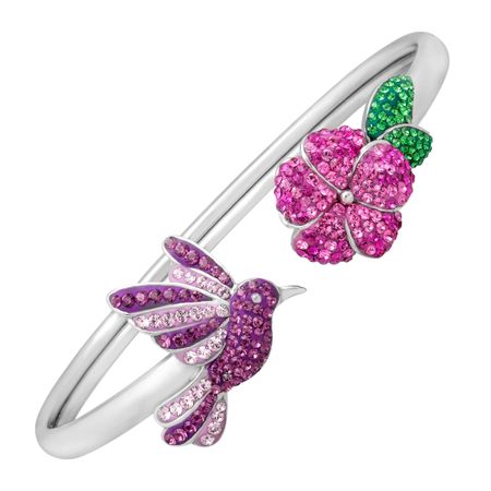 Hummingbird Bangle Bracelet with Swarovski Crystals