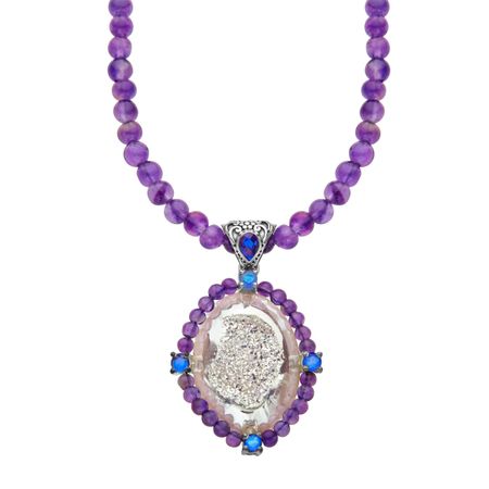 Snow Druzy & Amethyst Necklace