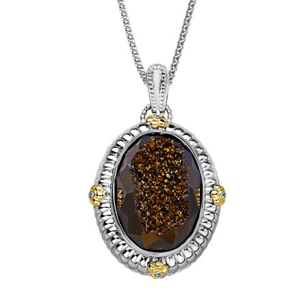 27 ct Henna Druzy & Crystal Pendant