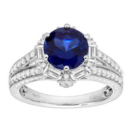 3 1/2 ct Blue & White Sapphire Ring