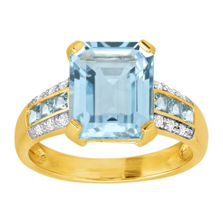 Aquamarine & Cubic Zirconia Ring
