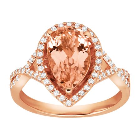 Morganite Ring with Cubic Zirconias