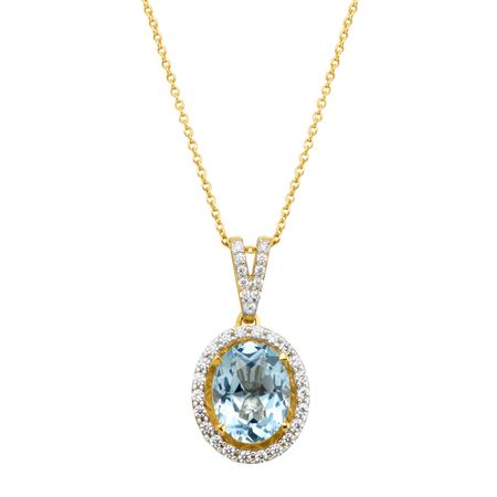 2 1/3 ct Aquamarine Pendant with Cubic Zirconia