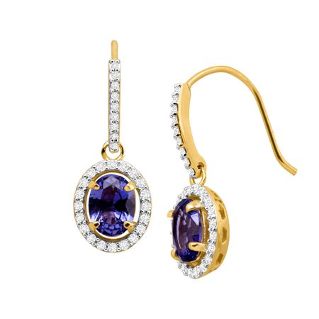 3 3/8 ct Tanzanite & Cubic Zirconia Drop Earrings