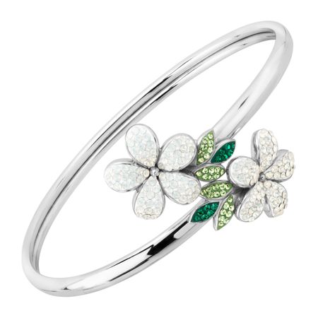 Floral Bypass Cuff Bracelet with Swarovski Crystals