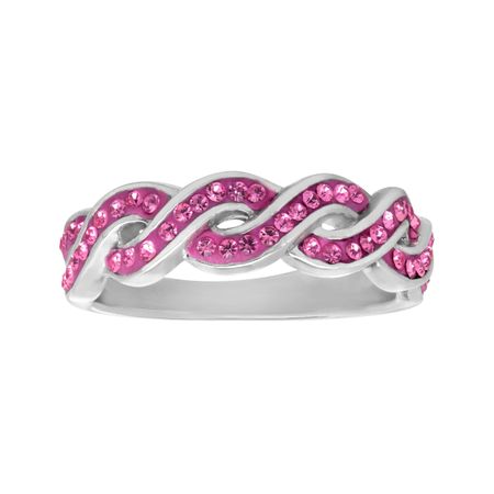Wave Ring with Rose Swarovski Crystals
