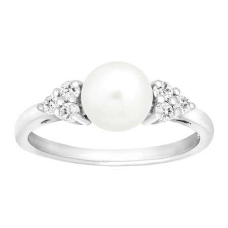 Pearl & 1/4 ct White Topaz Ring