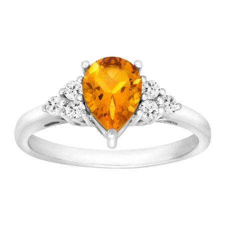 1 1/5 ct Citrine & White Topaz Ring