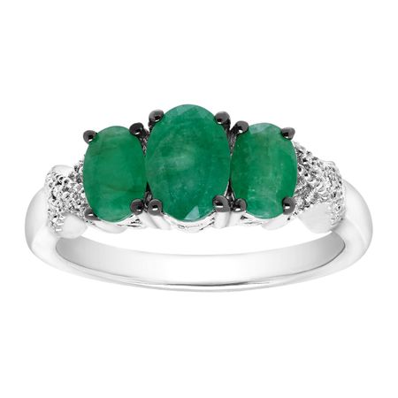 1 3/4 ct Emerald Trio Ring with Diamonds